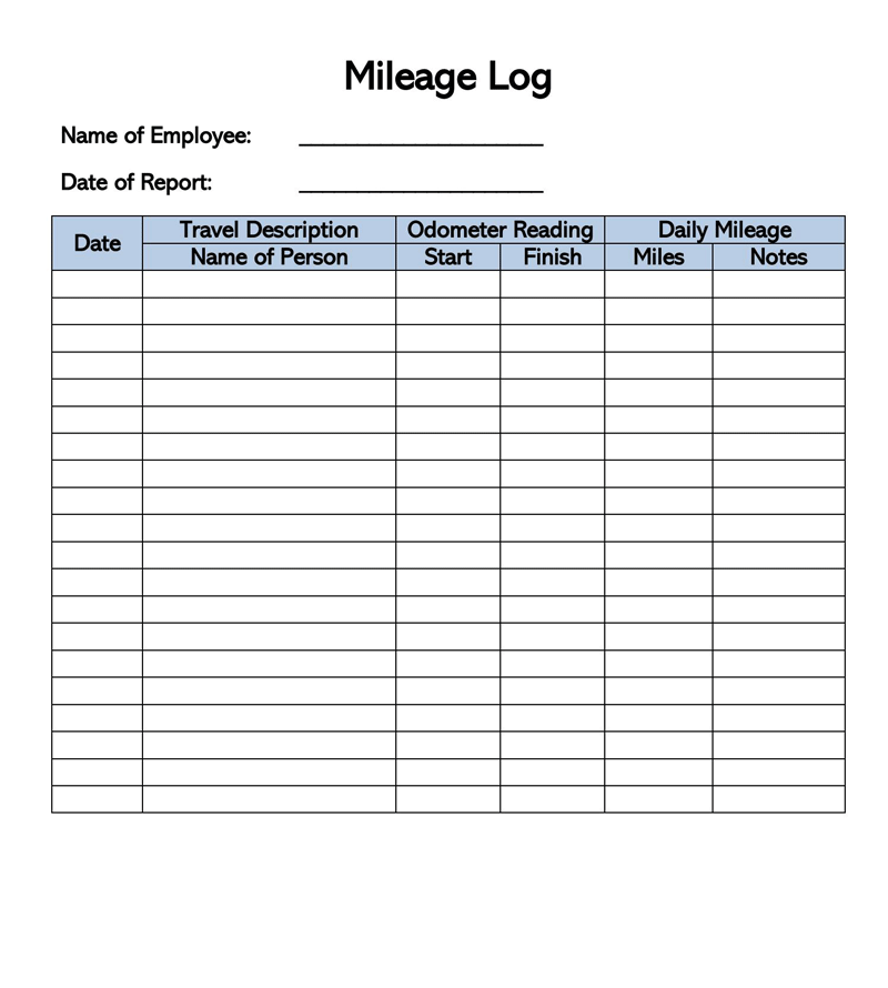 Mileage log template with charts in Word 21