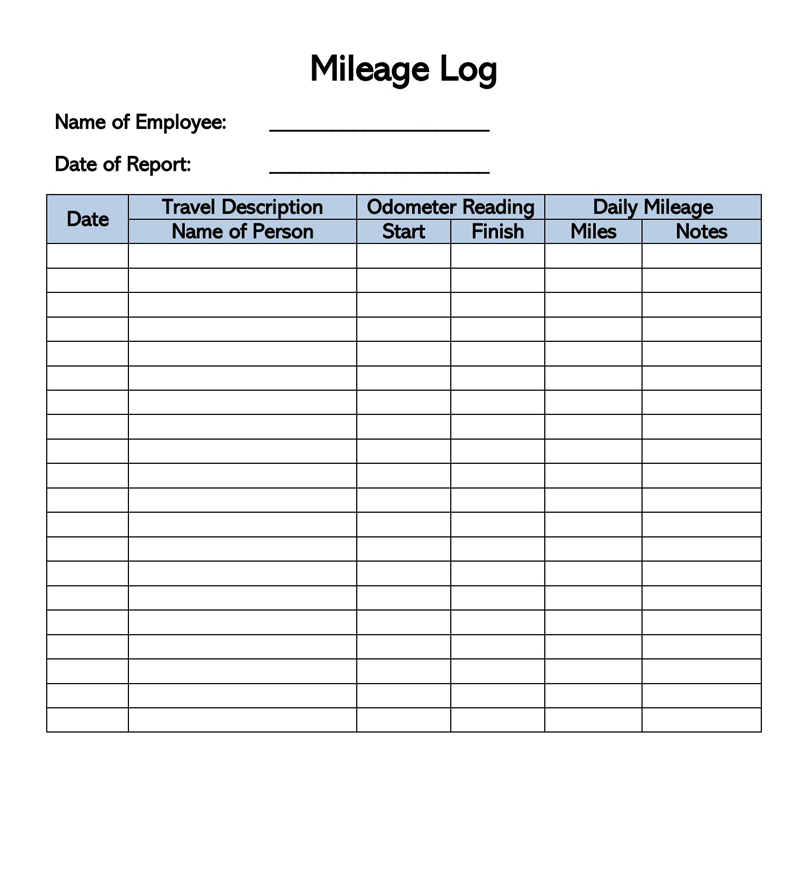 Editable Mileage Log Template 21 for Word