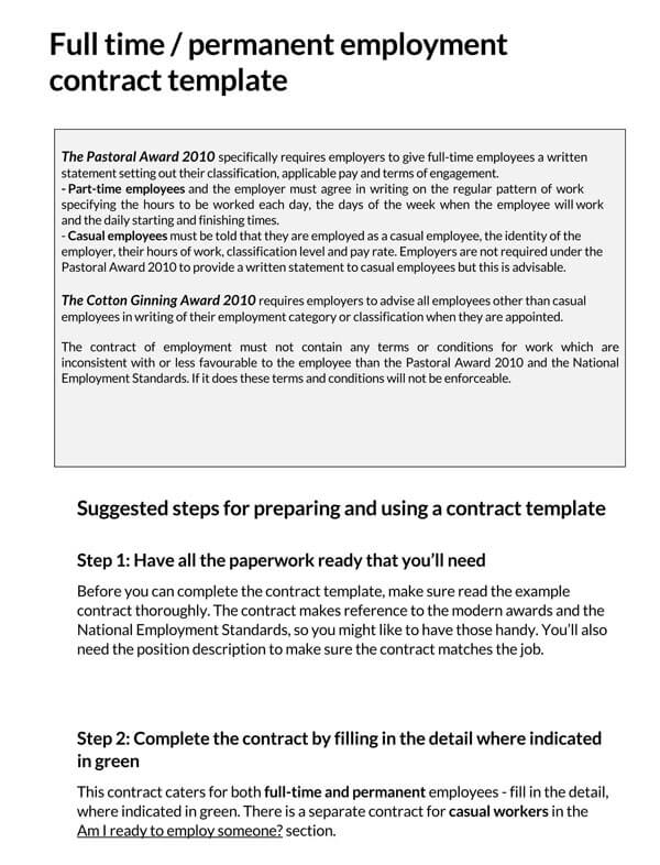 Editable Permanent-full Time Employment Agreement PDF