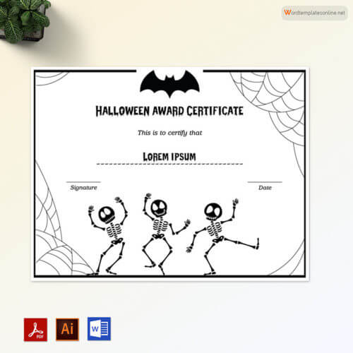 Funniest Halloween Costume Award Certificate
