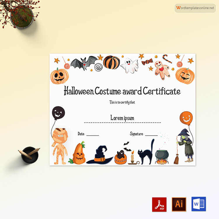 Great Customizable Halloween Award Certificate Template 13 as Word and Adobe Files