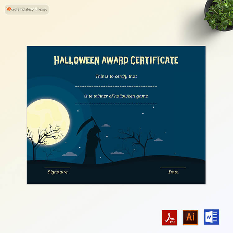 Great Customizable Halloween Award Certificate Template 14 as Word and Adobe Files