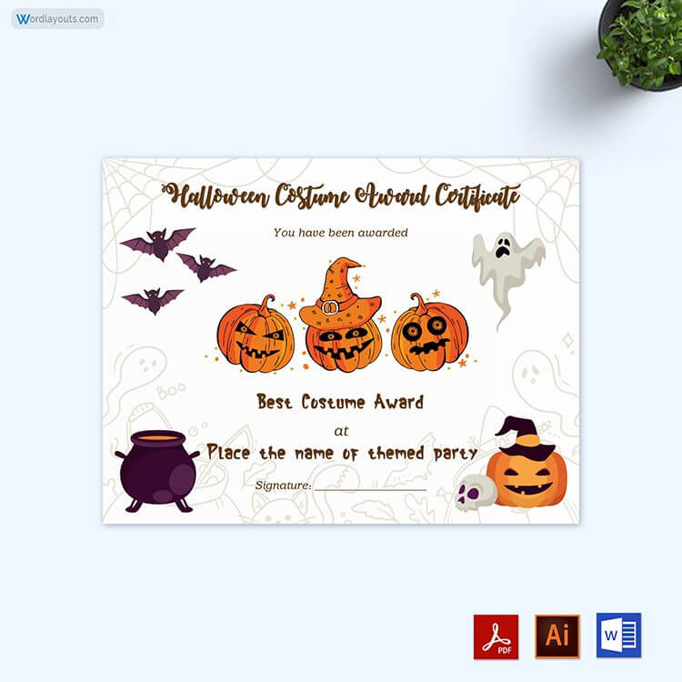 Great Printable Halloween Award Certificate Template 23 as Word and Adobe File