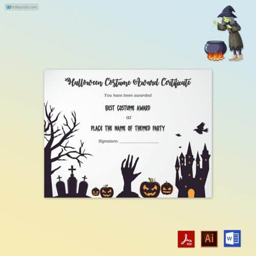 Free Printable Halloween Costume Award Certificate