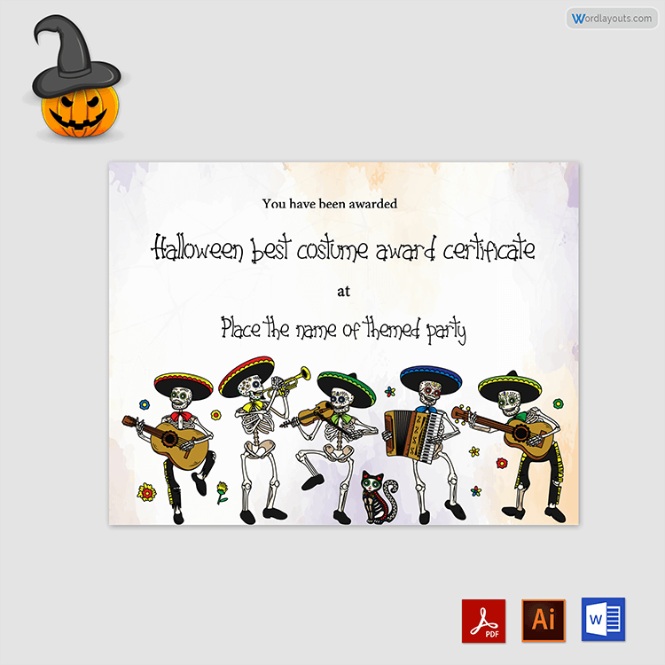 Great Printable Halloween Award Certificate Template 24 as Word and Adobe File