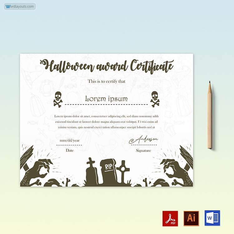 Professional Printable Halloween Award Certificate Template 27 as Word and Adobe File