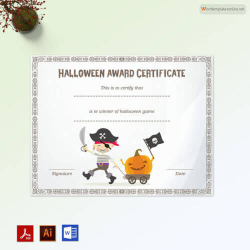Funny Halloween Costume Award Certificate
