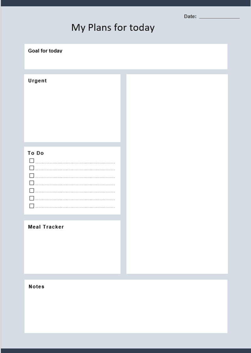 Professional Editable Today's Plan Template 02 for Word File