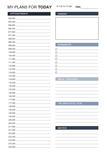 36 Free Daily Planner Templates for Word &amp; Excel