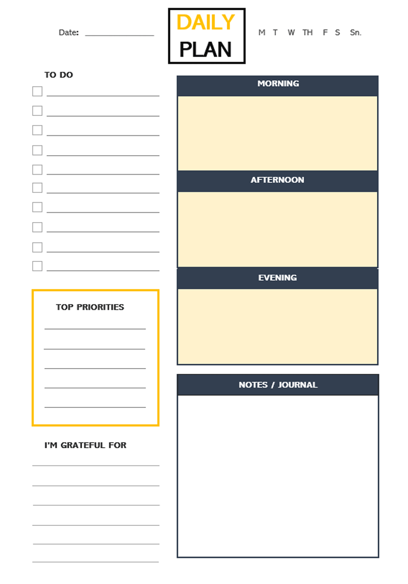 Great Downloadable General Daily Planner Template 07 for Word Document