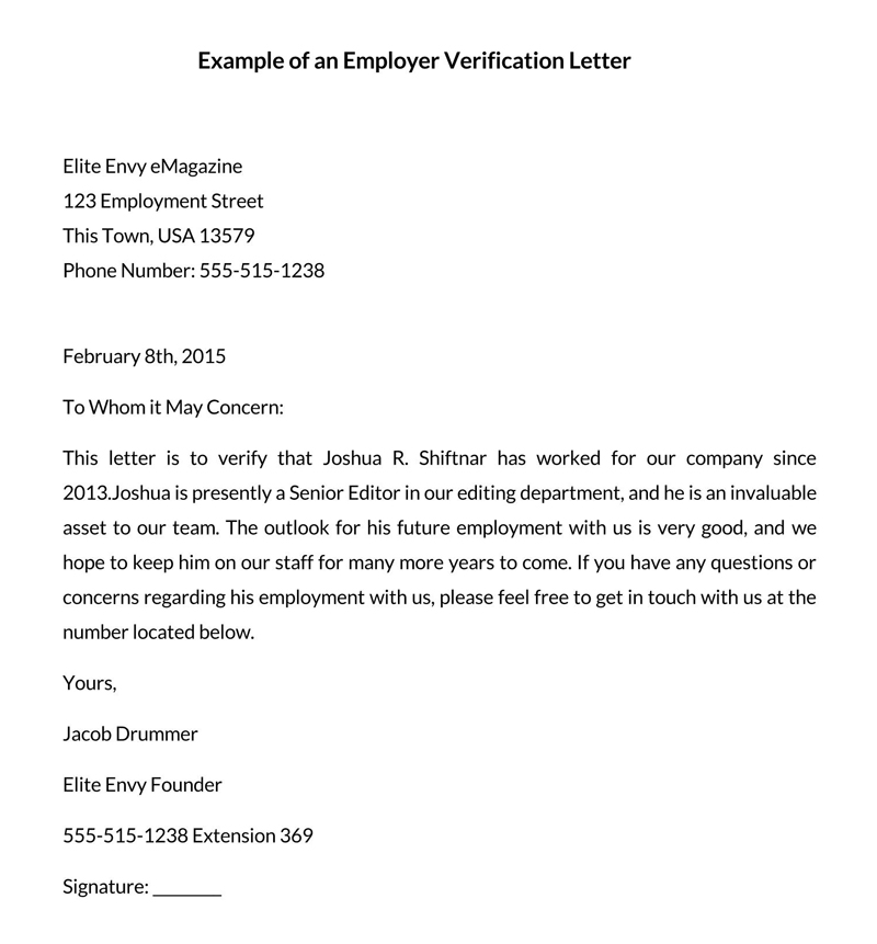 Modern proof of employment letter template 11