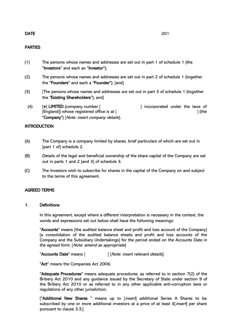Download Shareholder Agreement Template - Free