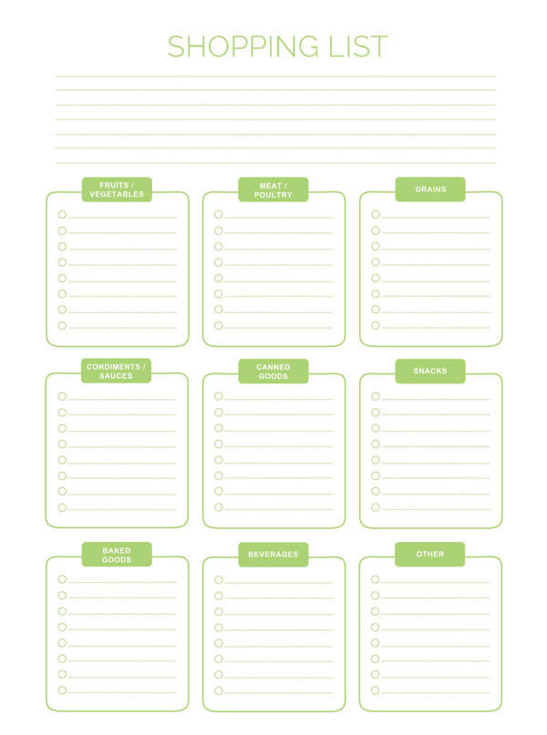 Free shopping checklist template download