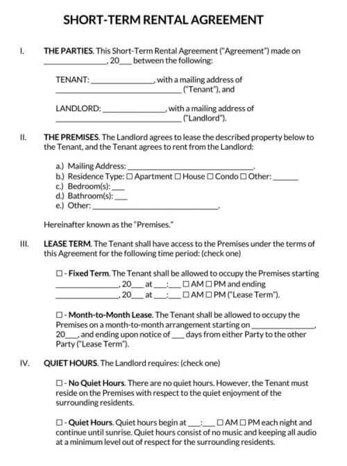 PDF Rental Agreement Template with Fillable Fields