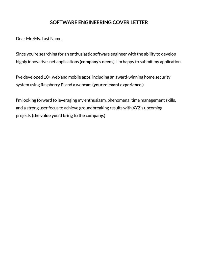 Free software engineer cover letter sample 06