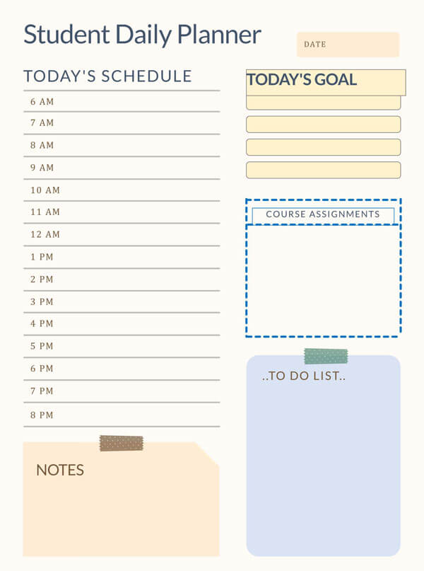 Professional Editable Student Daily Planner Template for Word Document