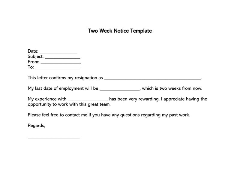 Free Two Weeks Notice Letter Example 09