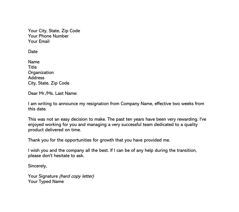 Word Two Weeks Notice Letter Format 15