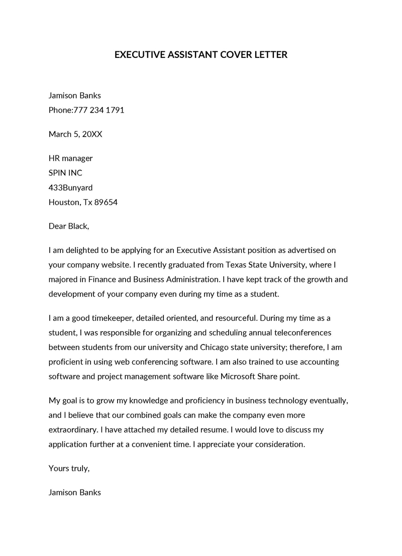 creative executive assistant cover letter