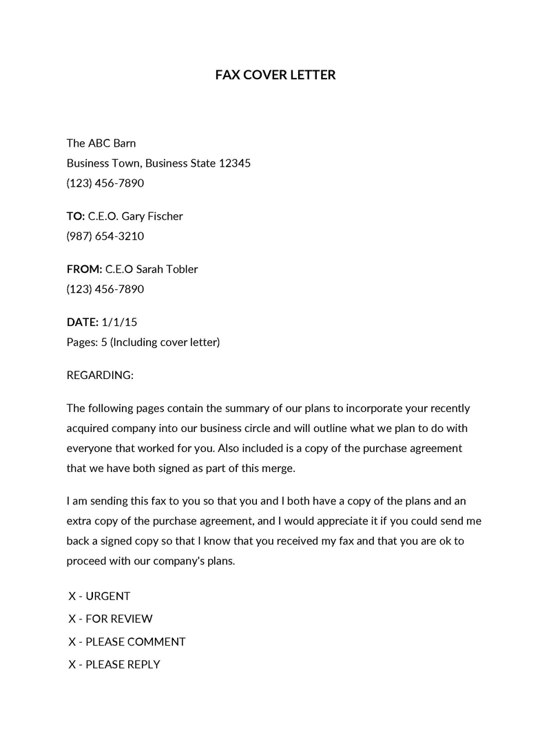 Free Fax Cover Letter Sample 03 for Word