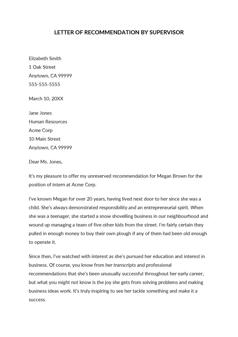 sample recommendation letter for employee from manager 
