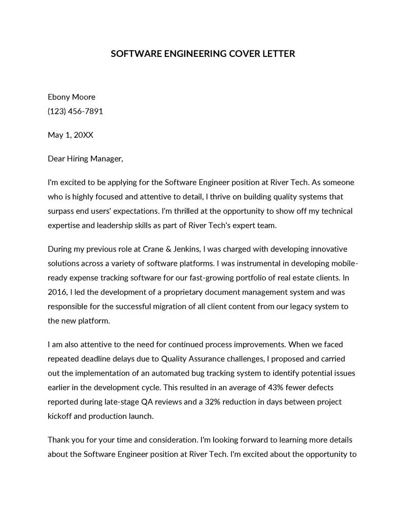 Free software engineer cover letter template 01
