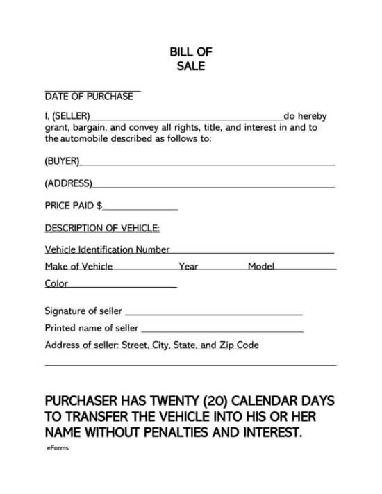 Free Alabama Vehicle Bill of Sale Forms [Word - PDF]