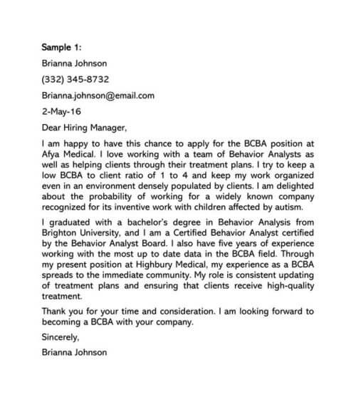 BCBA Cover Letter Samples