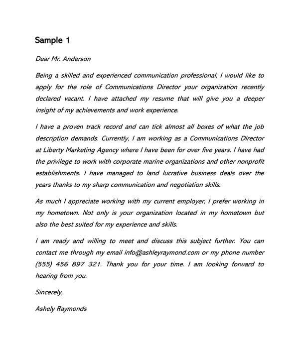 Free Communications Director Cover Letter Template