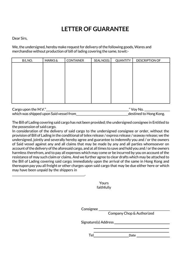 Letter of Guarantee Template: Free Download