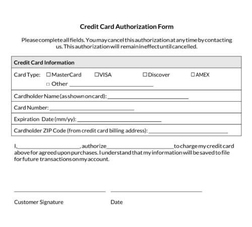 credit card authorization form pdf fillable
