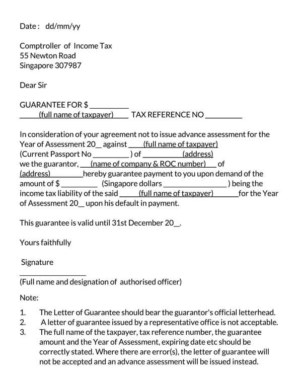 bank guarantee letter sample