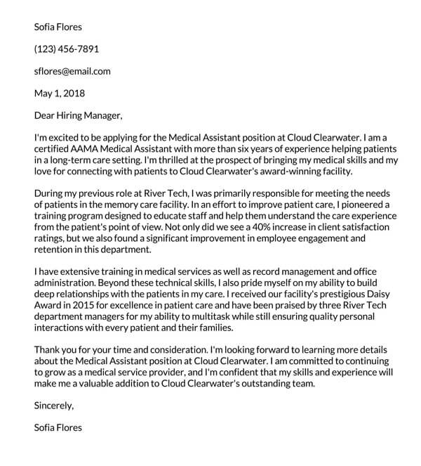 medical assistant cover letter examples with no experience