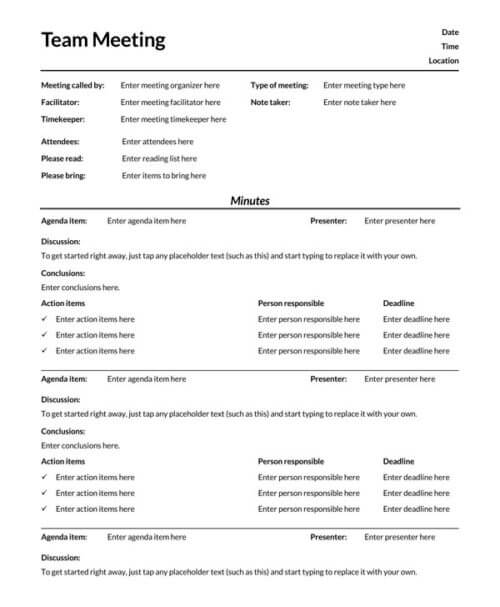 meeting minutes template pdf
