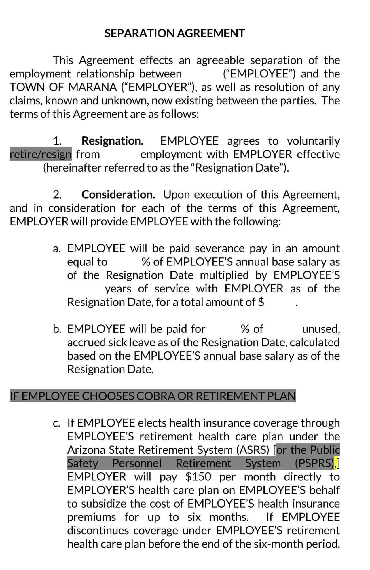 Downloadable separation agreement template in Word 04