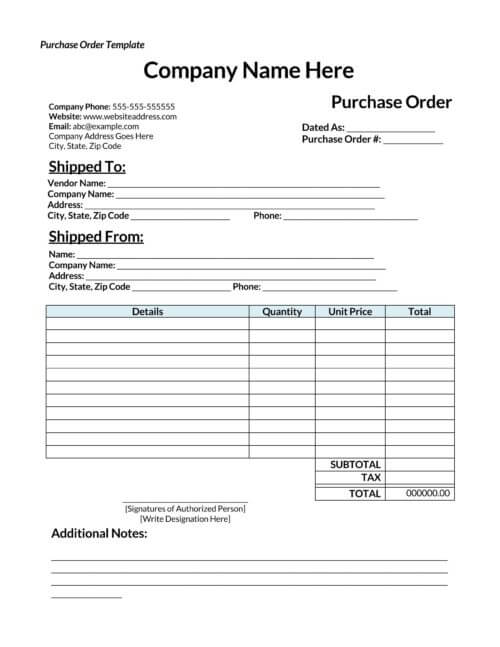 microsoft purchase order template free