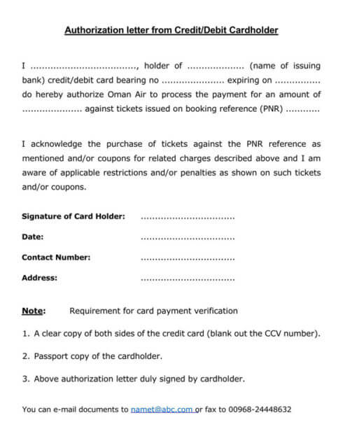 credit card authorization form download