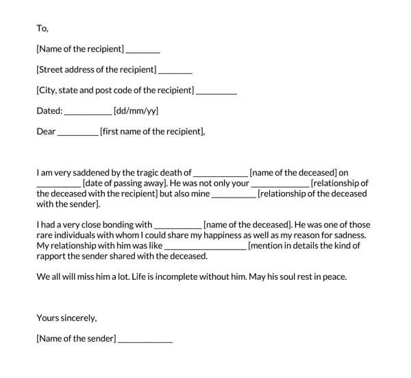 Professional Comprehensive Death of Relative Condolence Letter Sample 03 for Word Document