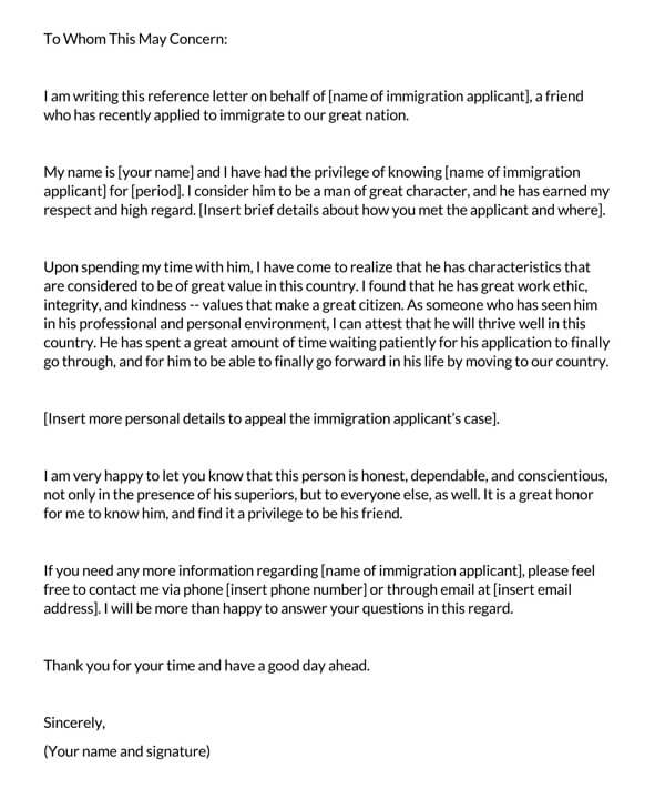 Printable moral character letter form for immigration