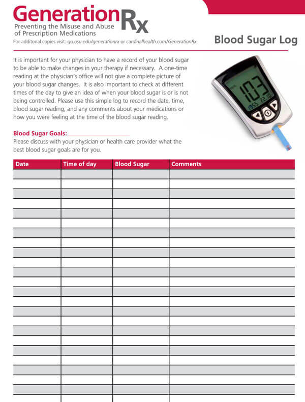 printable blood sugar chart