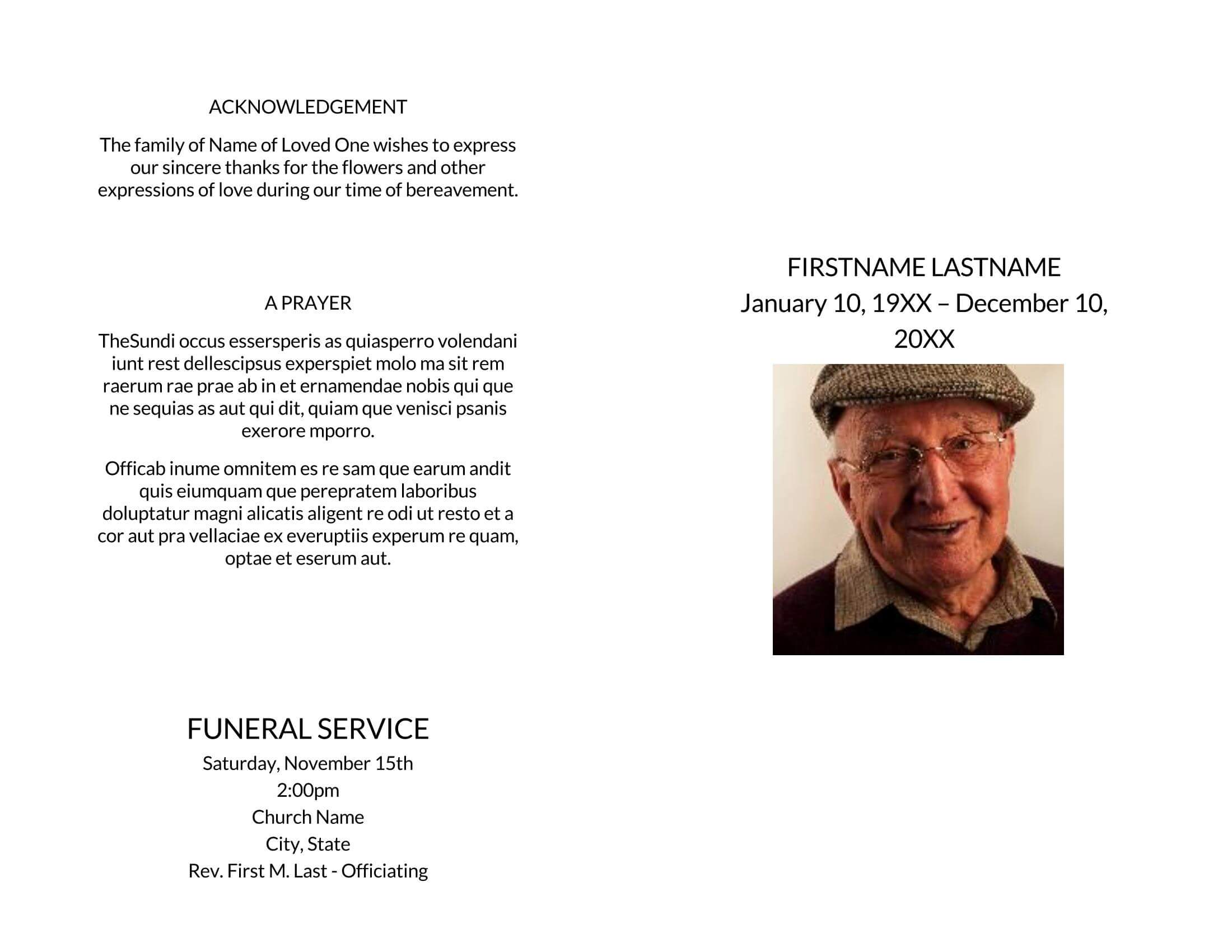 free funeral templates fill in