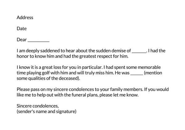Professional Comprehensive Death of Relative Condolence Letter Sample 04 for Word Document