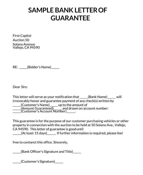 letter of guarantee sample