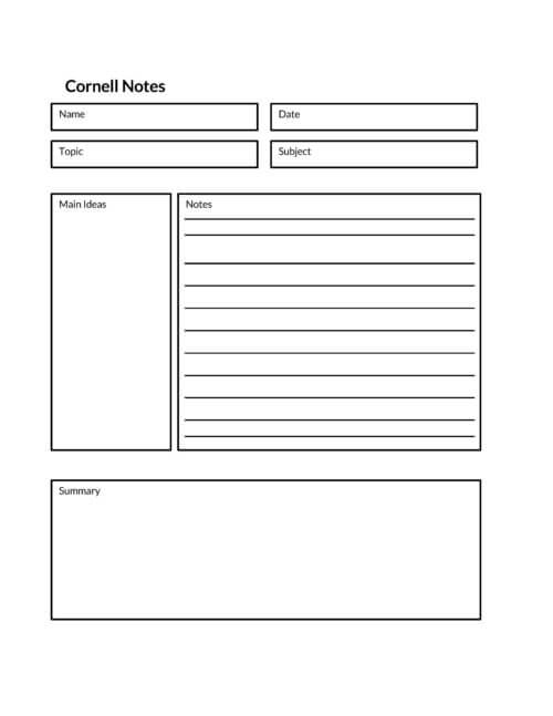 free printable cornell notes template