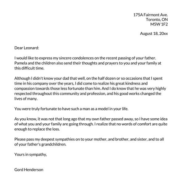 formal condolence letter pdf