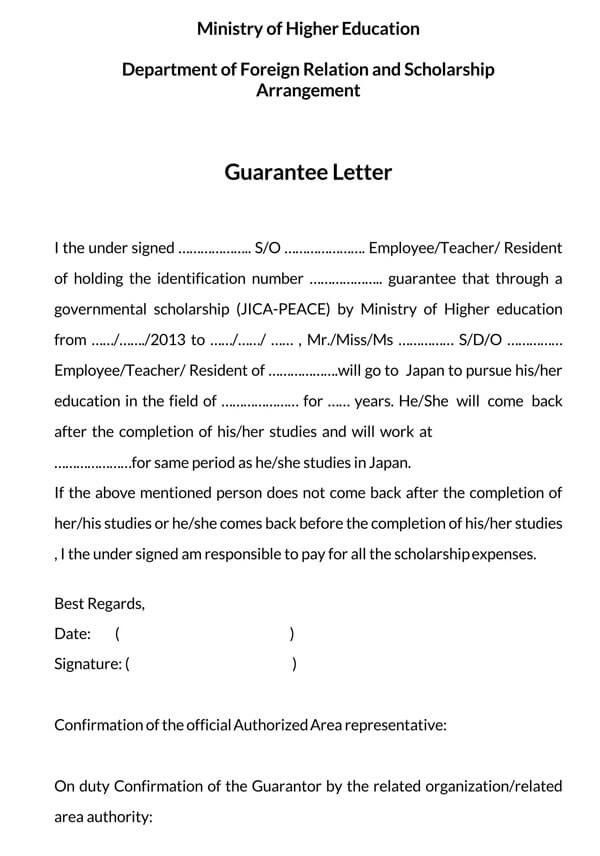 Simple Letter of Guarantee Template