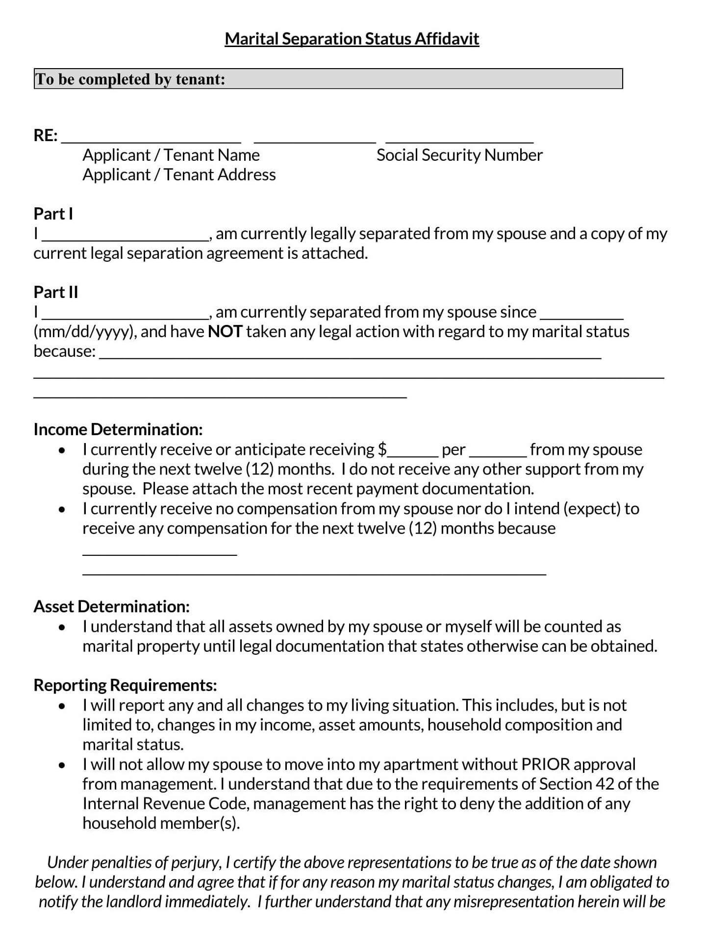 Free separation agreement template in PDF format 09