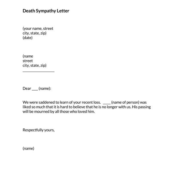 Professional Comprehensive Death of Relative Condolence Letter Sample 07 for Word Document