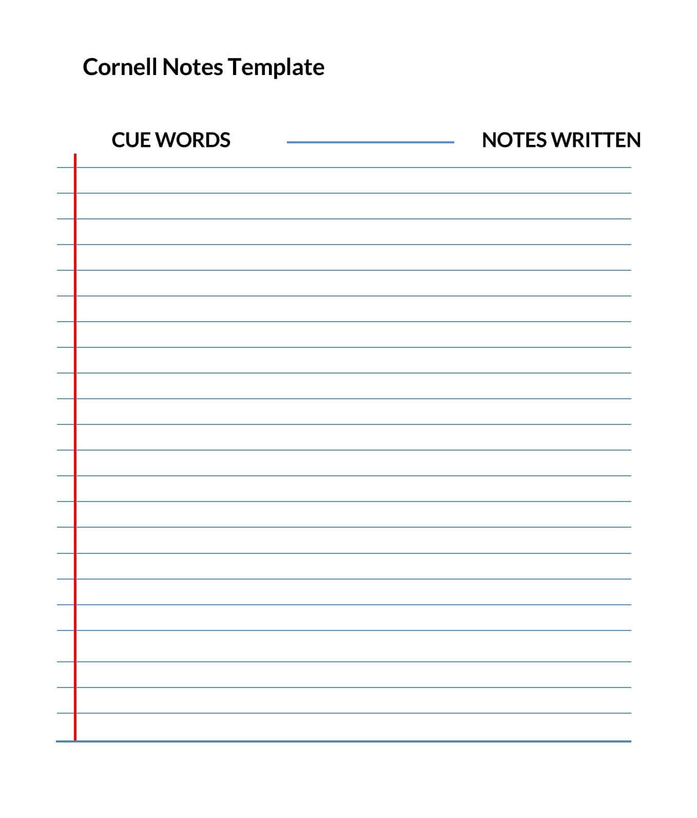 Printable Cornell Note Format Word