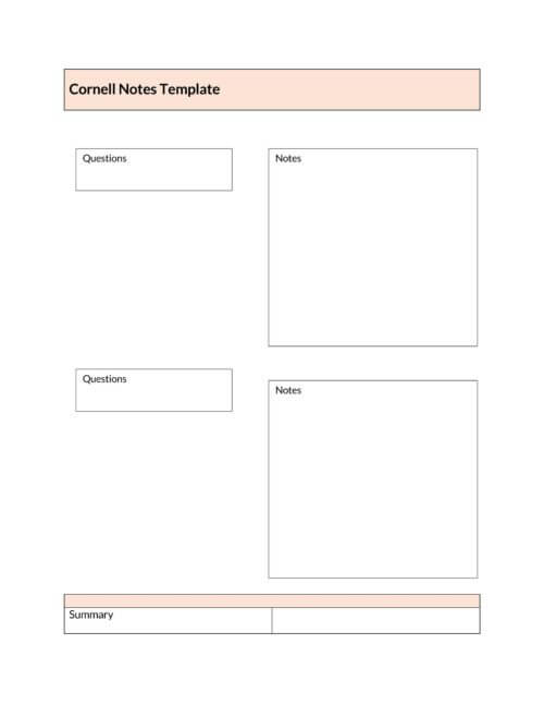 cornell notes outline template pdf